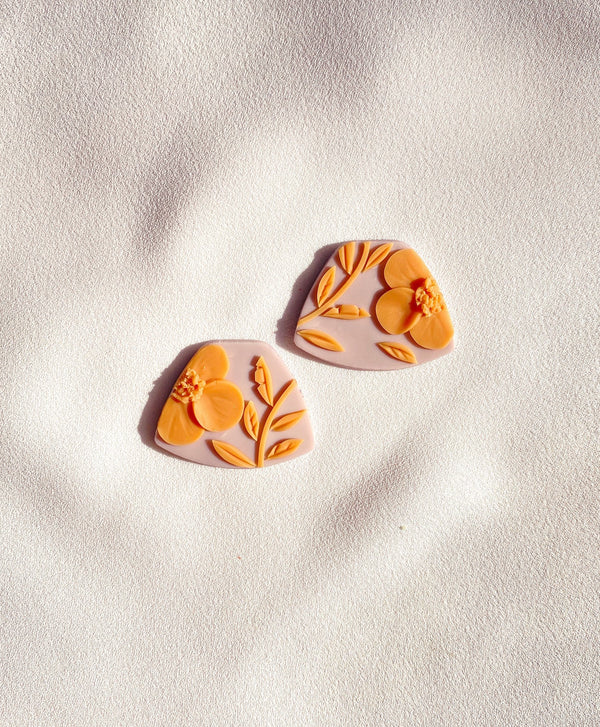 Orange Poppy Stud Earrings