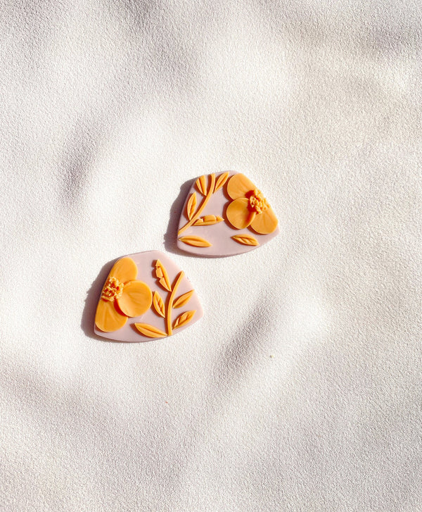 Orange Poppy Stud Earrings
